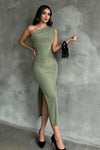 Robe Asymétrique Vert Sauge