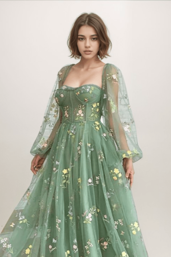 Robe Dentelle Vert Sauge