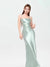 Robe Longue Satin Vert Sauge