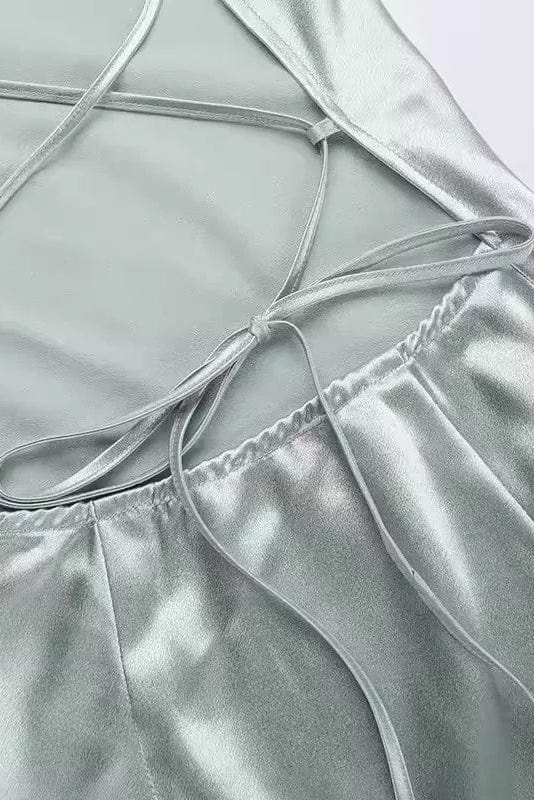 Robe Longue Satin Vert Sauge